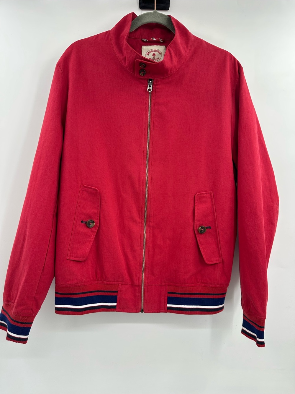 Brooks Brothers Red Zip-Up Jacket with Striped Trim